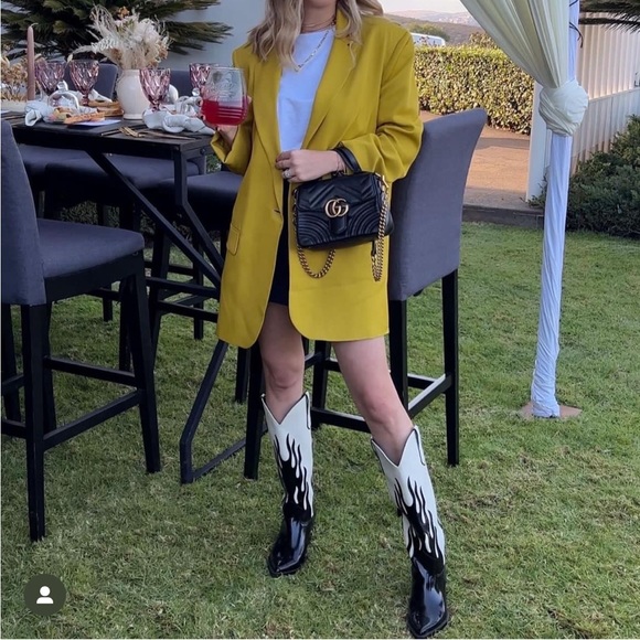 Zara Shoes Zara Contrasting Flame Cowboy Boots Poshmark